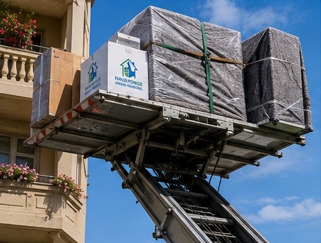 Möbellift von Haus Power mit gesichertem Umzugsgut