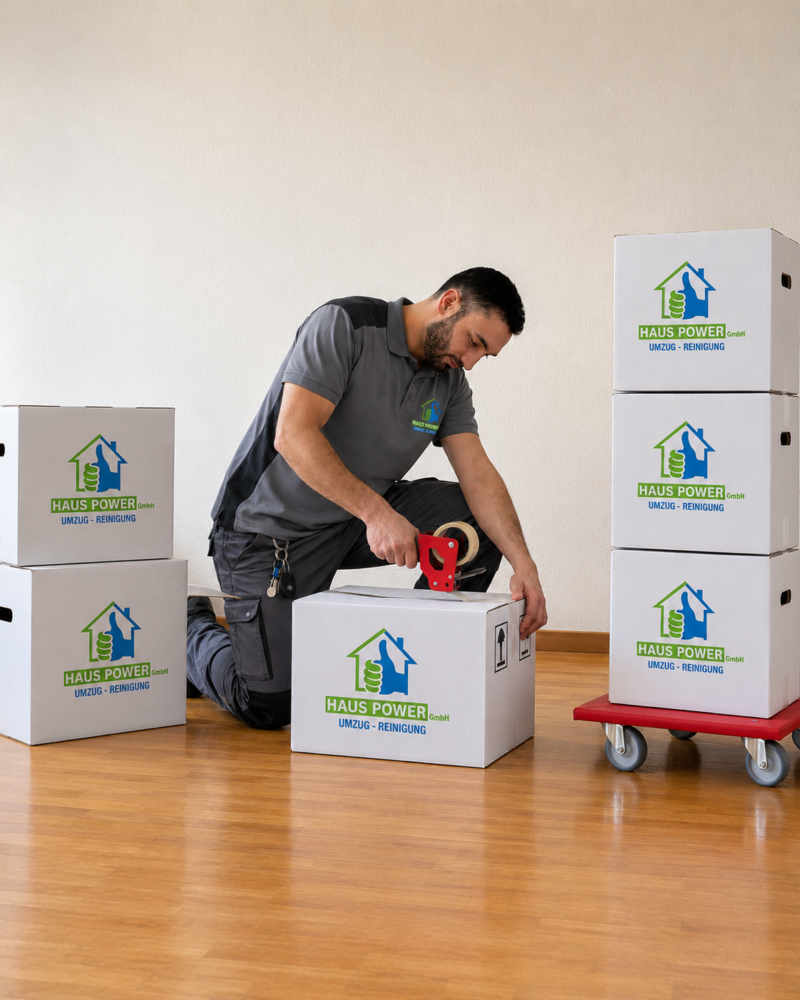 E0120B4E-6B0C-429B-9534-645307BF9B80 Mitarbeiter von Haus Power verpackt Umzugskartons